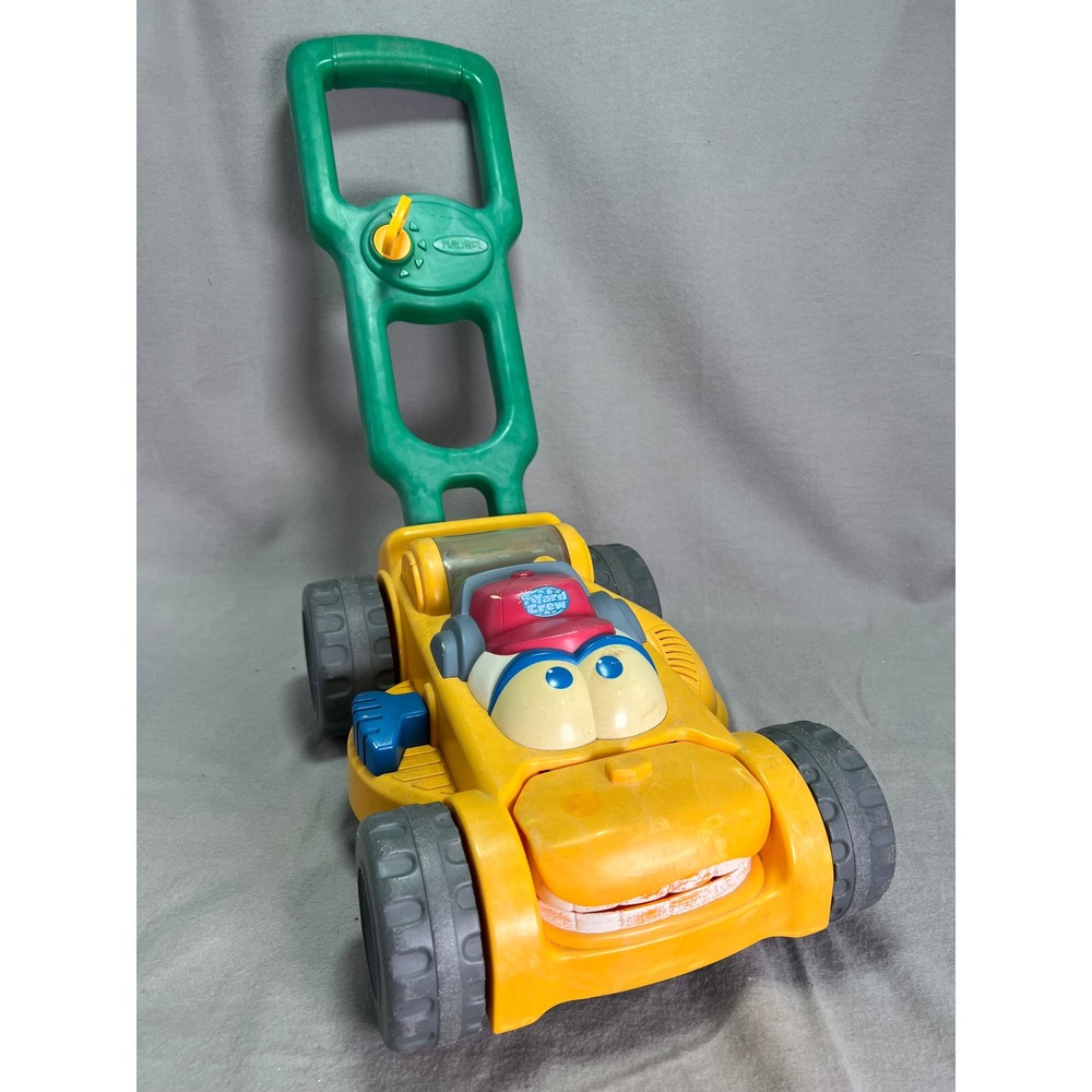 Playskool Yard Crew Big Mike Mower Yellow Green Push Toy Vintage 2001